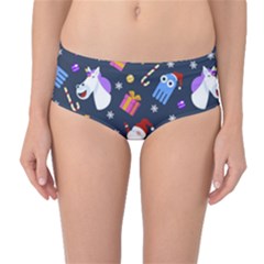 Colorful Funny Christmas Pattern Mid-waist Bikini Bottoms