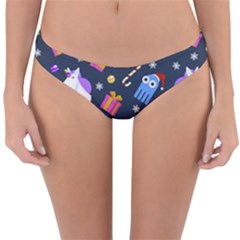 Colorful Funny Christmas Pattern Reversible Hipster Bikini Bottoms