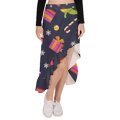 Colorful Funny Christmas Pattern Asymmetrical Ruffle Hem Skirt  by Ket1n9