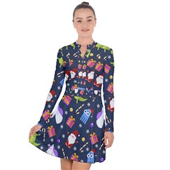 Colorful Funny Christmas Pattern Long Sleeve Panel Dress by Ket1n9