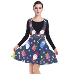 Colorful Funny Christmas Pattern Plunge Pinafore Dress