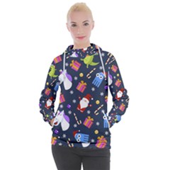 Colorful Funny Christmas Pattern Women s Hooded Pullover