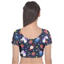 Colorful Funny Christmas Pattern Velvet Short Sleeve Crop Top  View2