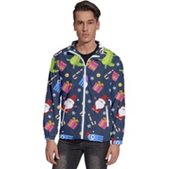 Colorful Funny Christmas Pattern Men s High Neck Windbreaker