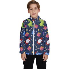 Colorful Funny Christmas Pattern Kids  High Neck Windbreaker by Ket1n9