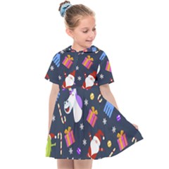 Colorful Funny Christmas Pattern Kids  Sailor Dress