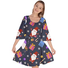 Colorful Funny Christmas Pattern Velour Kimono Dress