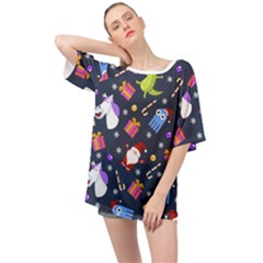 Colorful Funny Christmas Pattern Oversized Chiffon Top by Ket1n9