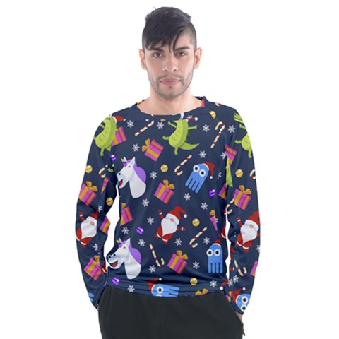 Colorful Funny Christmas Pattern Men s Long Sleeve Raglan T-shirt by Ket1n9