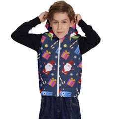 Colorful Funny Christmas Pattern Kids  Stylish Hooded Puffer Vest by Ket1n9