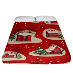 Christmas New Year Seamless Pattern Fitted Sheet (california King Size)