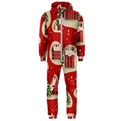 Christmas New Year Seamless Pattern Hooded Jumpsuit (men)