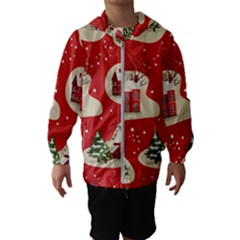 Christmas New Year Seamless Pattern Kids  Hooded Windbreaker