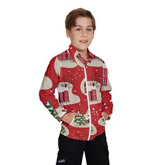 Christmas New Year Seamless Pattern Kids  Windbreaker by Ket1n9