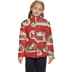 Christmas New Year Seamless Pattern Kids  Puffer Bubble Jacket Coat by Ket1n9