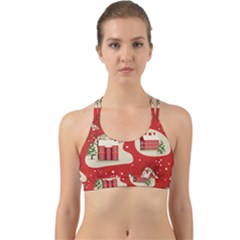 Christmas New Year Seamless Pattern Back Web Sports Bra