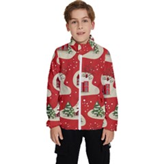 Christmas New Year Seamless Pattern Kids  High Neck Windbreaker by Ket1n9