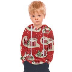 Christmas New Year Seamless Pattern Kids  Overhead Hoodie