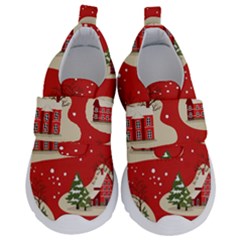 Christmas New Year Seamless Pattern Kids  Velcro No Lace Shoes