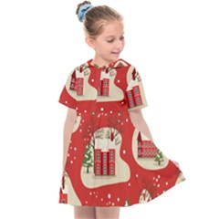 Christmas New Year Seamless Pattern Kids  Sailor Dress