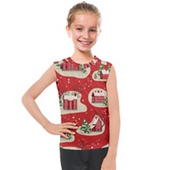 Christmas New Year Seamless Pattern Kids  Mesh Tank Top