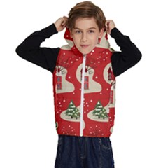 Christmas New Year Seamless Pattern Kids  Stylish Hooded Puffer Vest by Ket1n9