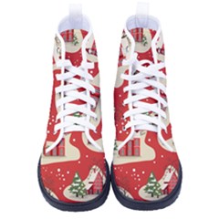 Christmas New Year Seamless Pattern Kid s High-top Canvas Sneakers by Ket1n9