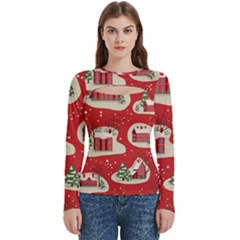 Christmas New Year Seamless Pattern Women s Cut Out Long Sleeve T-shirt by Ket1n9