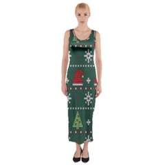 Beautiful Knitted Christmas Pattern Fitted Maxi Dress