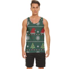 Beautiful Knitted Christmas Pattern Men s Wide Collar Tank Top