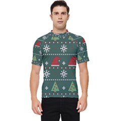 Beautiful Knitted Christmas Pattern Men s Short Sleeve Rash Guard by Ket1n9