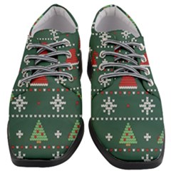 Beautiful Knitted Christmas Pattern Women Heeled Oxford Shoes