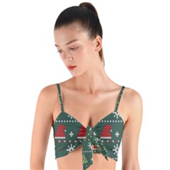 Beautiful Knitted Christmas Pattern Woven Tie Front Bralet