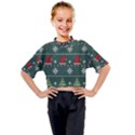 Beautiful Knitted Christmas Pattern Kids Mock Neck T-Shirt View1