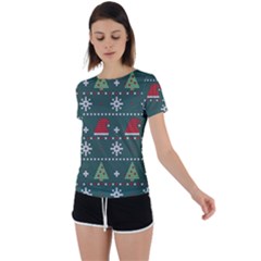 Beautiful Knitted Christmas Pattern Back Circle Cutout Sports T-shirt by Ket1n9