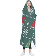 Beautiful Knitted Christmas Pattern Wearable Blanket