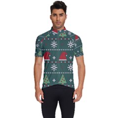 Beautiful Knitted Christmas Pattern Men s Short Sleeve Cycling Jersey