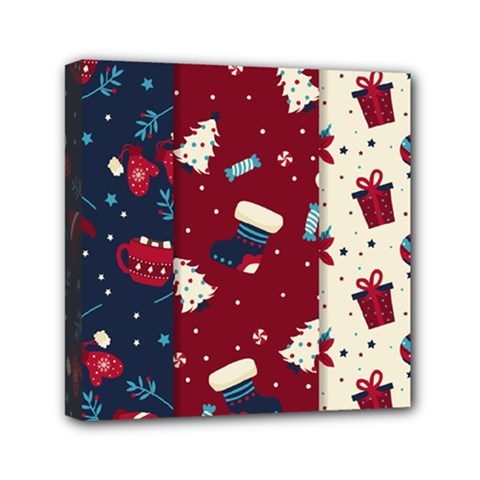 Flat Design Christmas Pattern Collection Art Mini Canvas 6  X 6  (stretched)