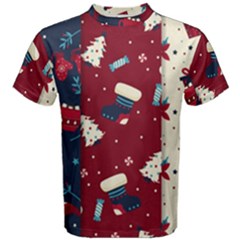 Flat Design Christmas Pattern Collection Art Men s Cotton T-shirt