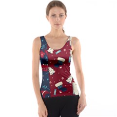 Flat Design Christmas Pattern Collection Art Women s Basic Tank Top