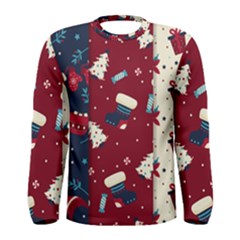 Flat Design Christmas Pattern Collection Art Men s Long Sleeve T-shirt