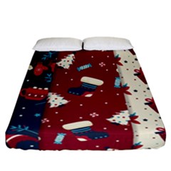 Flat Design Christmas Pattern Collection Art Fitted Sheet (california King Size)