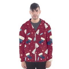 Flat Design Christmas Pattern Collection Art Men s Hooded Windbreaker