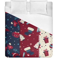 Flat Design Christmas Pattern Collection Art Duvet Cover (california King Size)