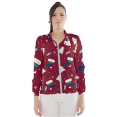 Flat Design Christmas Pattern Collection Art Women s Windbreaker