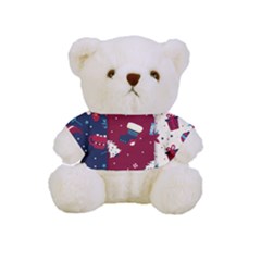 Flat Design Christmas Pattern Collection Art Full Print Cuddly Teddy Bear by Ket1n9