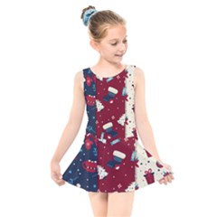 Flat Design Christmas Pattern Collection Art Kids  Skater Dress Swimsuit by Ket1n9