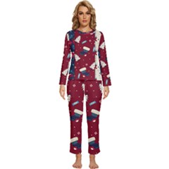 Flat Design Christmas Pattern Collection Art Womens  Long Sleeve Lightweight Pajamas Set