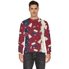 Flat Design Christmas Pattern Collection Art Men s Fleece Sweatshirt