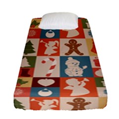 Cute Christmas Seamless Pattern Vector  - Fitted Sheet (single Size)